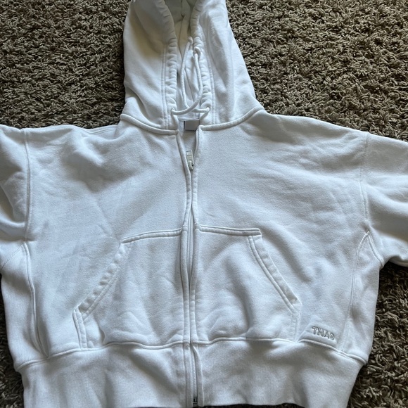 TNA Tops - TNA Cropped Sweatfleece Terry Hoodie in White